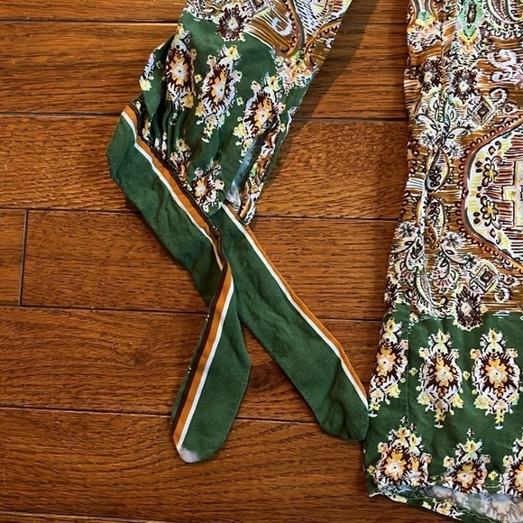 Anthropologie X Fig & Flower | Boho V-Neck Floral Button Blouse Small 3/4 Sleeve - Picture 5 of 8